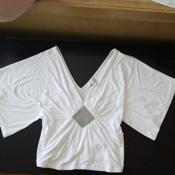 bebe Tops - Bebe very  plunging v with square bling tie back